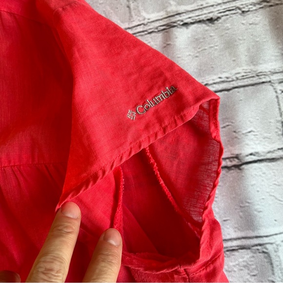 Columbia Pink Summer Button Down Blouse XL
Excellent Condition - Picture 7 of 8